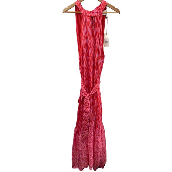 Cleobella Janice Satin Halter Ankle Dress Jaipur Ikat Print Size Large - Picture 13 of 14